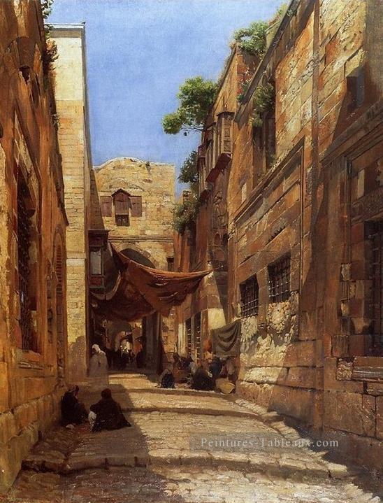 Scène de rue à Jérusalem Gustav Bauernfeind orientaliste juif Peintures à l'huile